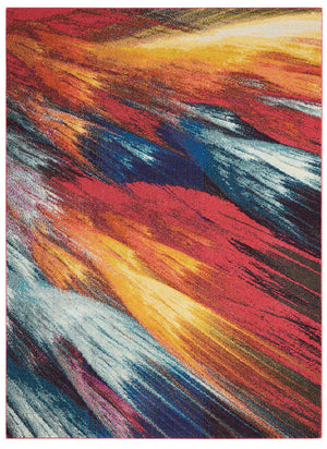 5' X 7' Burst Abstract Power Loom Non Skid Area Rug