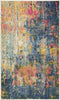 2' X 4' Blue And Yellow Abstract Power Loom Non Skid Area Rug