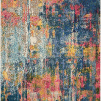 4' X 6' Blue And Yellow Abstract Power Loom Non Skid Area Rug