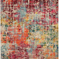 4' X 6' Pink Abstract Power Loom Distressed Non Skid Area Rug