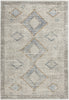 5' X 7' Ivory Grey And Blue Southwestern Power Loom Non Skid Area Rug