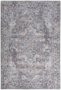 4' X 6' Grey Oriental Power Loom Distressed Washable Area Rug