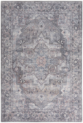 4' X 6' Grey Oriental Power Loom Distressed Washable Area Rug