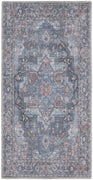 2' X 4' Light Blue Oriental Power Loom Distressed Washable Area Rug