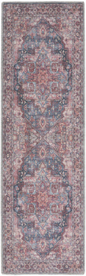 2' X 6' Red Oriental Power Loom Distressed Washable Runner Rug