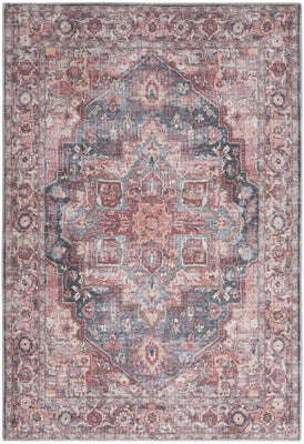 4' X 6' Multicolor Oriental Power Loom Distressed Washable Area Rug