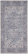 2' X 4' Grey Oriental Power Loom Distressed Washable Area Rug