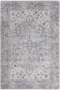 4' X 6' Grey Oriental Power Loom Distressed Washable Area Rug