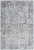 5' X 7' Light Grey And Blue Oriental Power Loom Distressed Washable Area Rug