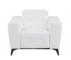 41" White Italian Leather Power Recliner Chair