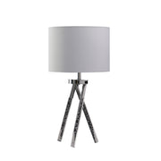 26" Silver and LED Acrylic Tripod Table Lamp With White Shade