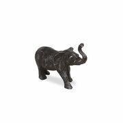 7" Gray Rustic Cast Iron Elephant Hand Painted  Sculpture