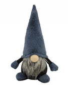 18" Slate Blue And Gray Fabric Standing Gnome Sculpture