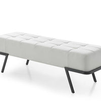 57" White And Black Upholstered Upholstered Bedroom Bench