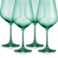 Set of Four Translucent Pale Green Large Wine Glasses