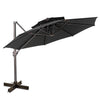 12' Black Polyester Round Tilt Cantilever Patio Umbrella With Stand