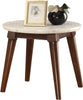 22" Walnut And White Faux Marble Round End Table