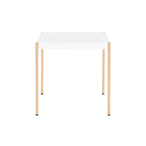 24" Gold And White Manufactured Wood Square End Table