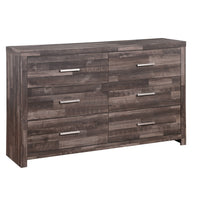 60" Dark Oak Solid Wood Six Drawer Double Dresser