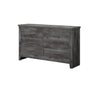 57" Gray Oak Solid Wood Six Drawer Double Dresser