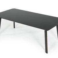 87" Black And Rose Gold Rectangular Dining Table