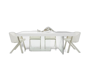 79" White And Clear Rectangular Manufactured Wood And Glass Dining Table