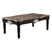 56" Black And Brown Faux Marble Rectangular Coffee Table