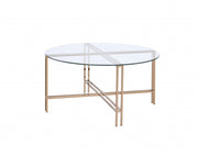 35" Champagne And Clear Glass Round Coffee Table