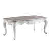 52" White And Marble Faux Marble Rectangular Coffee Table