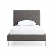 Twin Size Dark Grey Upholstered Faux Leather Bed Frame