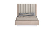 Full Beige Upholstered Faux Leather Bed