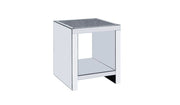 24" Silver And Gray Glass And Mirrored Square End Table With Shelf