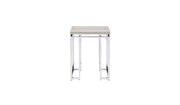 24" Chrome And Natural Oak Manufactured Wood And Metal Square End Table