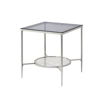 24" Chrome And Clear Glass And Metal Square End Table With Shelf