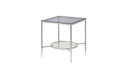 24" Chrome And Clear Glass And Metal Square End Table With Shelf