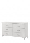 58" White Solid Wood Six Drawer Double Dresser