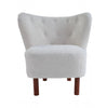 31" White Sherpa And Brown Polka Dots Wingback Chair