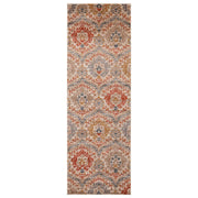 10' Ivory Orange And Gray Floral Stain Resistant Runner Rug