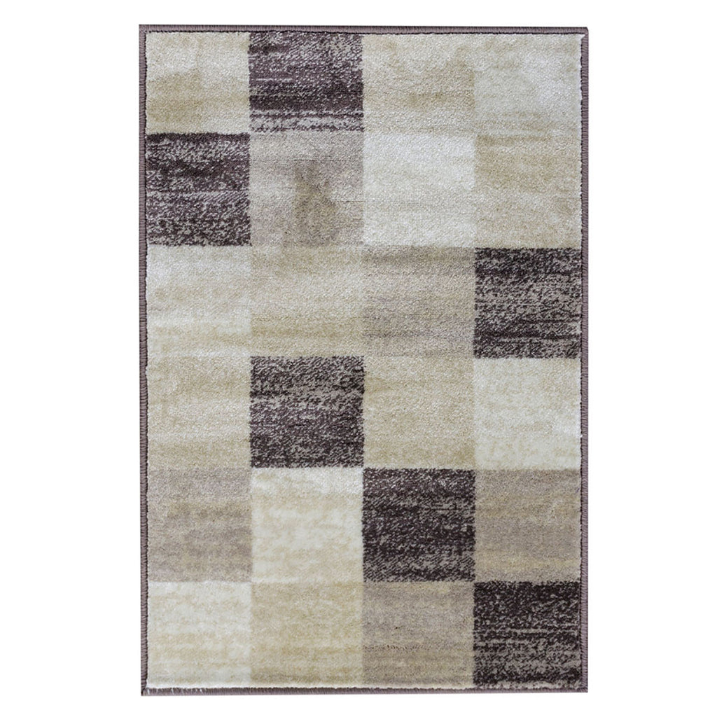 2' X 3' Beige Geometric Power Loom Stain Resistant Area Rug