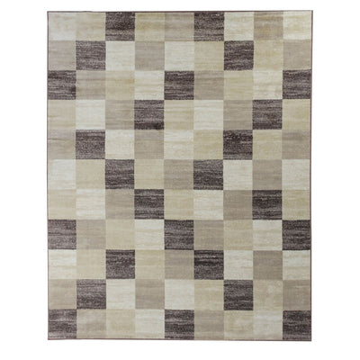 4' X 6' Beige Geometric Power Loom Stain Resistant Area Rug