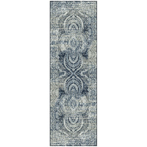 8' Taupe Abstract Power Loom Distressed Stain Resistant Runner Rug