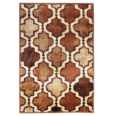 2' X 3' Brown Quatrefoil Power Loom Distressed Stain Resistant Area Rug