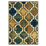 2' X 3' Green Quatrefoil Power Loom Distressed Stain Resistant Area Rug