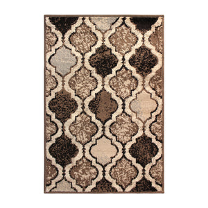 2' X 3' Ivory Quatrefoil Power Loom Distressed Stain Resistant Area Rug