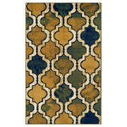 4' X 6' Green Quatrefoil Power Loom Distressed Stain Resistant Area Rug