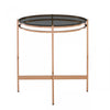 22" Rosegold And Smoke Glass Geo Round End Table