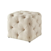 20" Beige Linen Cube Ottoman