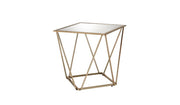 24" Champagne And Silver Glass And Metal Square Mirrored End Table