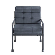 27" Gray Velvet And Steel Arm Chair