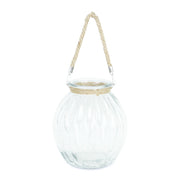 9.5" Clear and Brown Textured Oval Glass Jar with Rope